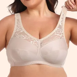 Summer Bra Thin Full Cup Bra for Women Sexy Lace Large Size Non Padding Wirefree Bras Plus Size Breathable Bralette BCDEFG