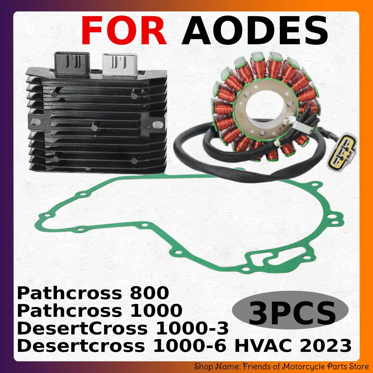 Stator & Regulator Rectifier With Generator Cover Gasket Kit For AODES DesertCross 1000‑3 1000‑6 HVAC Pathcross 800 1000 ATV UTV