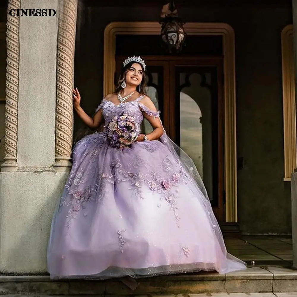 Vestido de baile sin hombros con cuentas de encaje para quinceañera, vestidos de corsé con capa, vestidos de graduación de princesa dulce 16