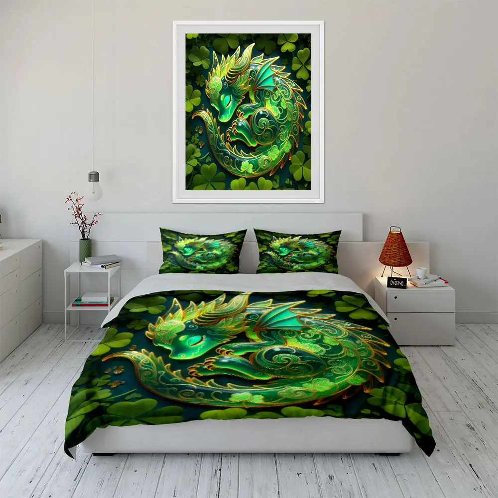 

"Dragon Art Decor Set" Bedding Set with 1 Duvet Cover 2 Pillowcases Single Double King Queen, Gift