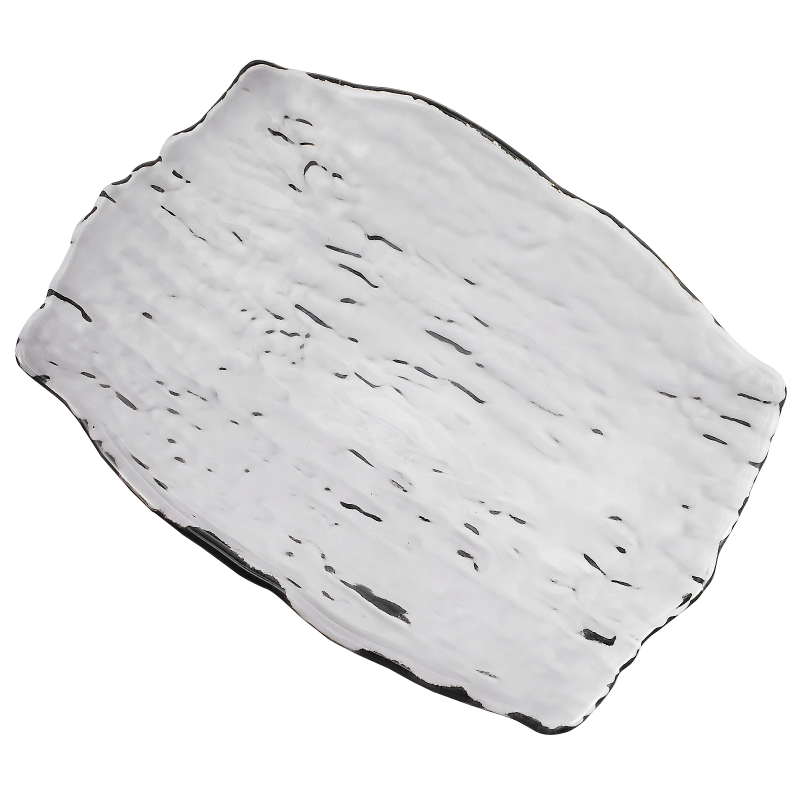 

Stable Comfortable Bark Pattern Glass Plate Fruit Dessert Tray Natural Match for Daily Gatherings Home Decor