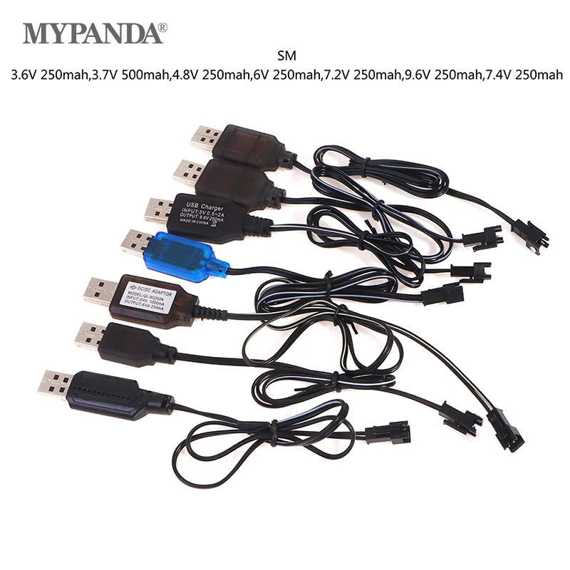 High Quality 3.6-9.6V 250mA NiMh/NiCd Battery USB Charger Cable SM 2P Forward Plug Remote Control Car USB Charger Electric Toy~