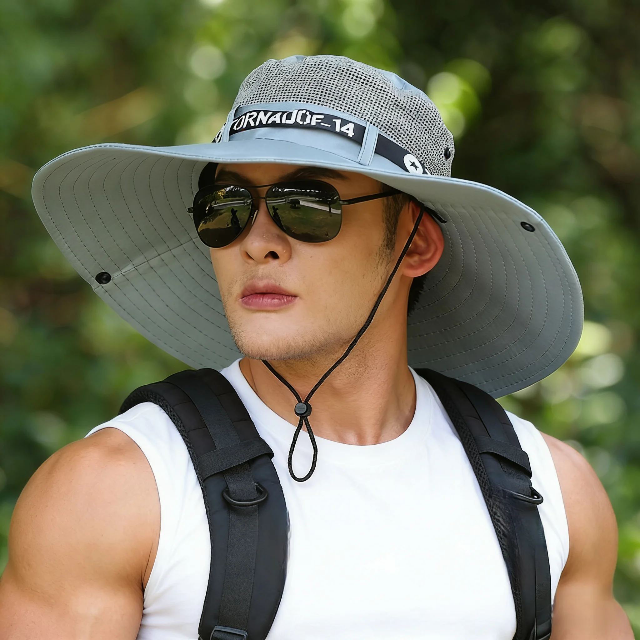 Sommer-Sonnenhut für Damen und Herren, Atmungsaktive Anglermütze mit UV-Schutz, Netz-Fischerhut für Wandern, Outdoor und Strand