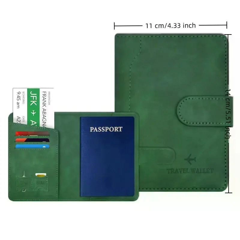 Leather Passport Holder Covers Case Waterproof Travel Credit Card Wallet Cute Passport Book For Women/Men Buckle Passport Cover view 5