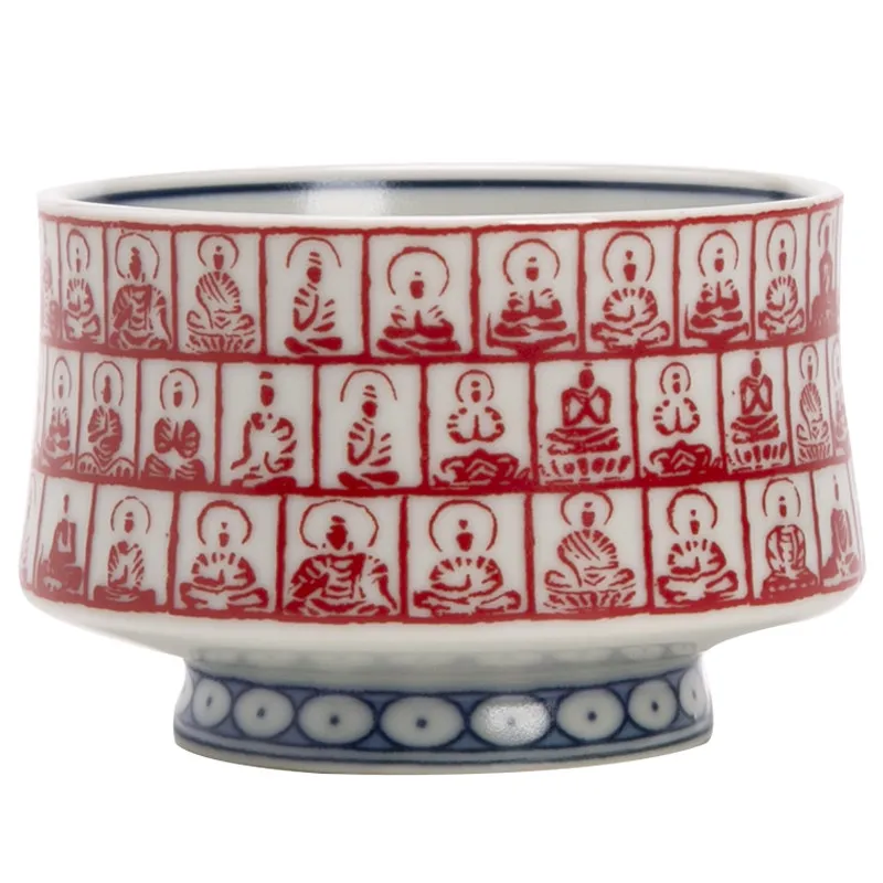 Blue‑and‑White Underglaze‑Red Thousand‑Buddha Master Teacup Household Kung Fu High‑End Personal Tasting Cup Holiday Gift
