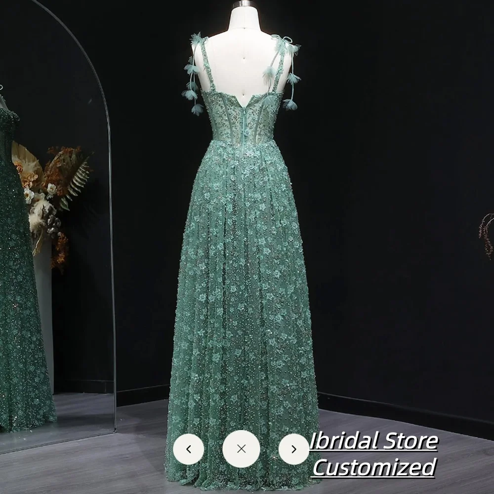 Customized  Appliques Spaghetti Strap Prom Dress A-line Sleeveless vestidos de noiva Floor-length Evening Dresses