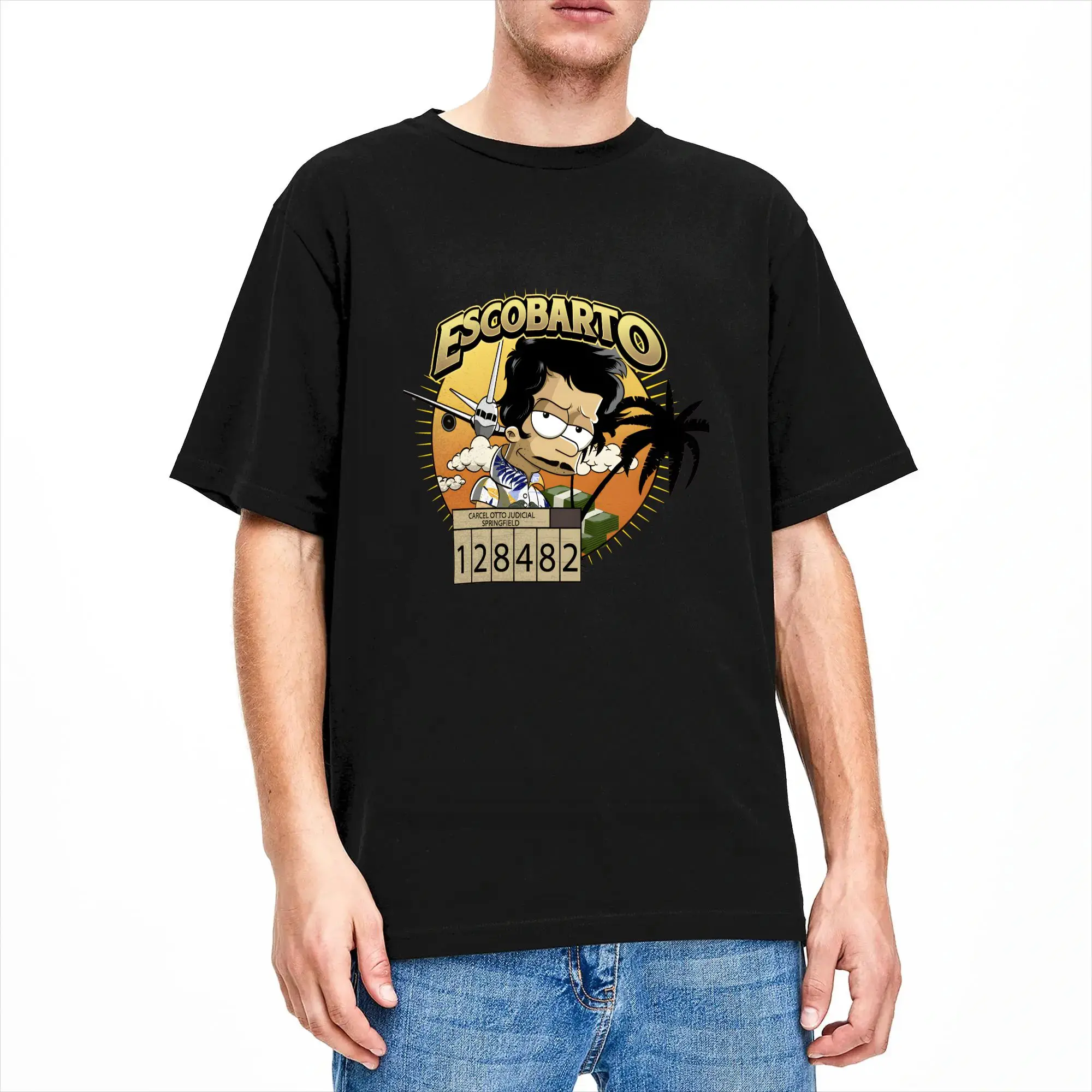 Men T-Shirt Pablo Escobar bart simpson T-Shirts Trendy Cool  Summer Tee Shirt Y2K Basic 100% Cotton Tops Birthday Gift