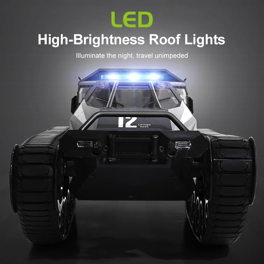 JJRC C8812 MAX RC coche a escala completa tanque con orugas modelo de simulación juguete deriva coche de Control remoto todoterreno vehículo con luz LED como regalo