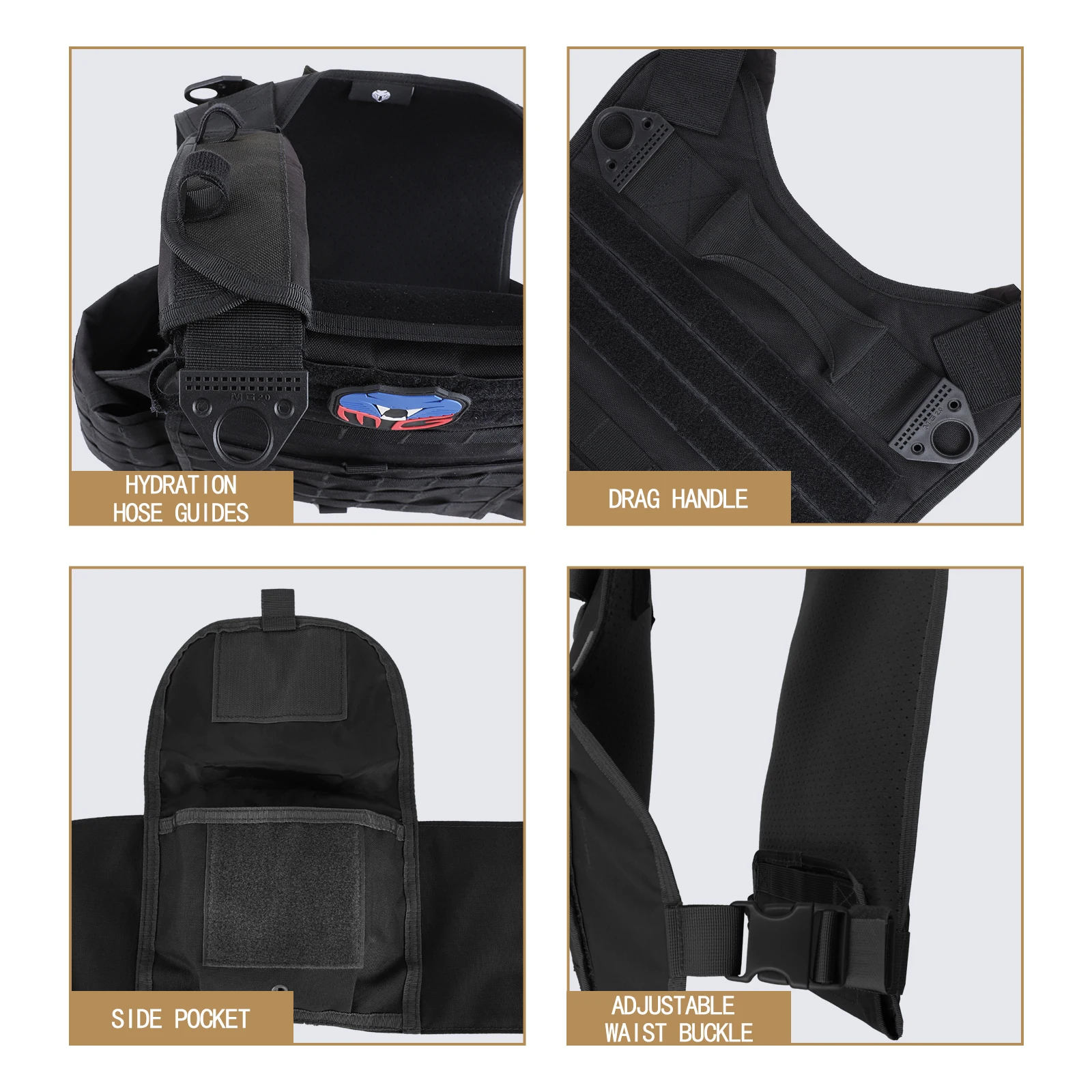 MGFLASHFORCE Tactical Vest for Men Military Molle Lightweight Plate Carrier Airsoft Paintball Army Combat Vest