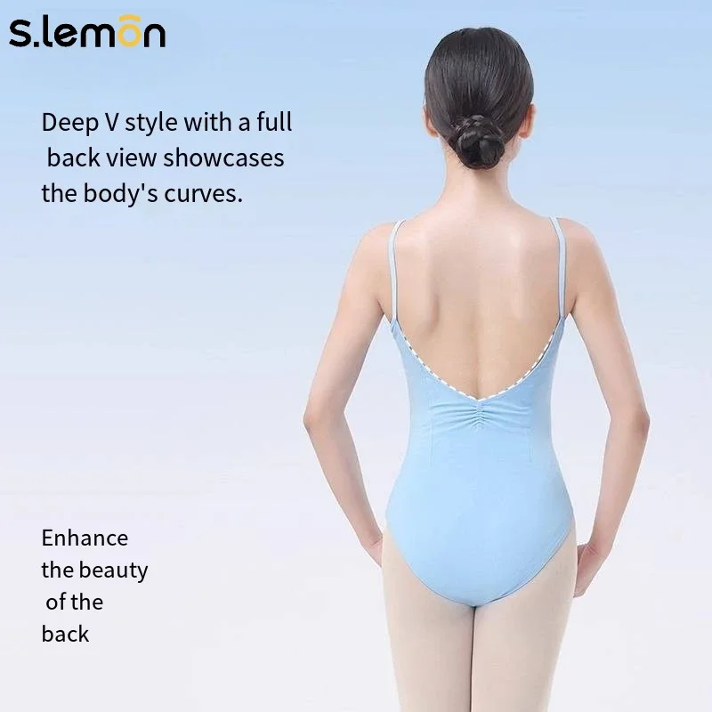 Body da balletto per ginnastica senza schienale con canotta da ballo al limone per donne e ragazze