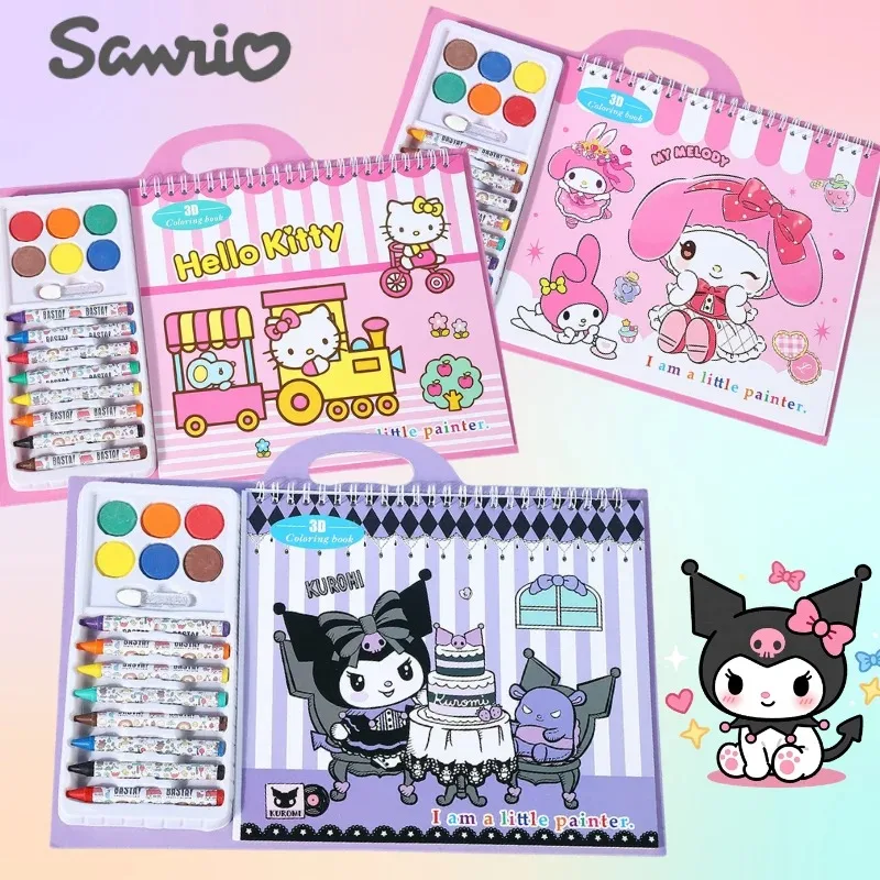 2026 // New Sanrio Kuromi My Melody Cinnamoroll Kids Crayon Doodle & Coloring Book, Educational Magic Drawing & Watercolor Book*