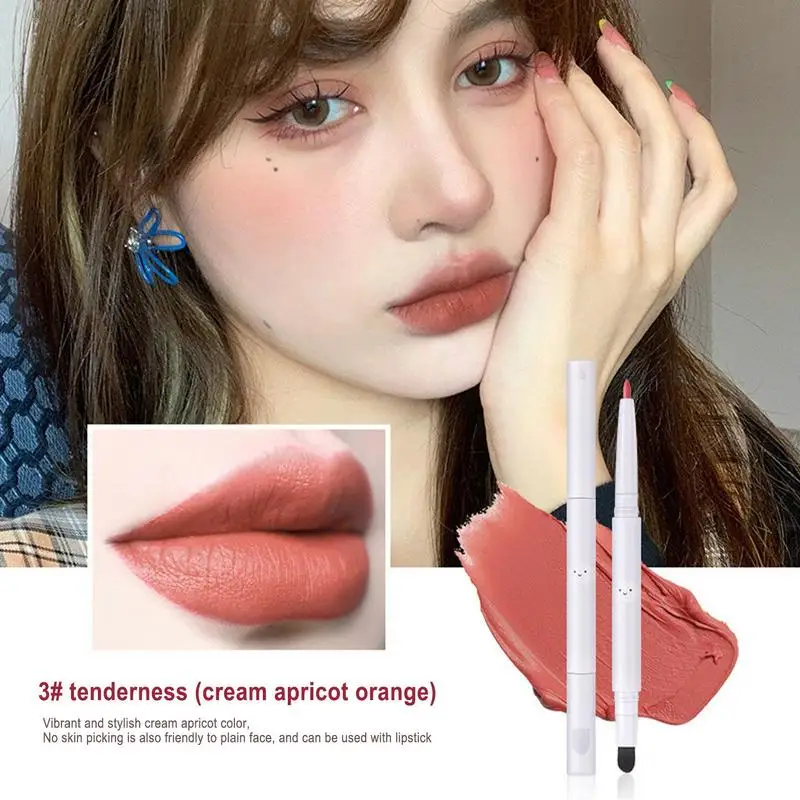 Retractable Lip Liner | Double-End Waterproof Lip Liners with Brushes | Lipstick Applying Tools Lip Brushes Non-Stick Lip 2 In 1