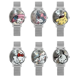 Miniso Anime Cartoon Sanrio Hello Kitty Kuromi Melody Cinnamoroll Girls Students Watch Children Stainless Steel Belt Watch Gifts