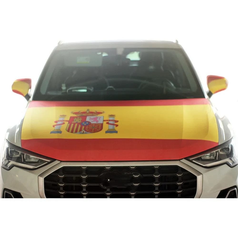 115x155 cm 3.8x4.9ft Spain National Emblem Flag Car Engine Hood Cover National Flag Fabrics For Pickup Truck SUV For Decoration