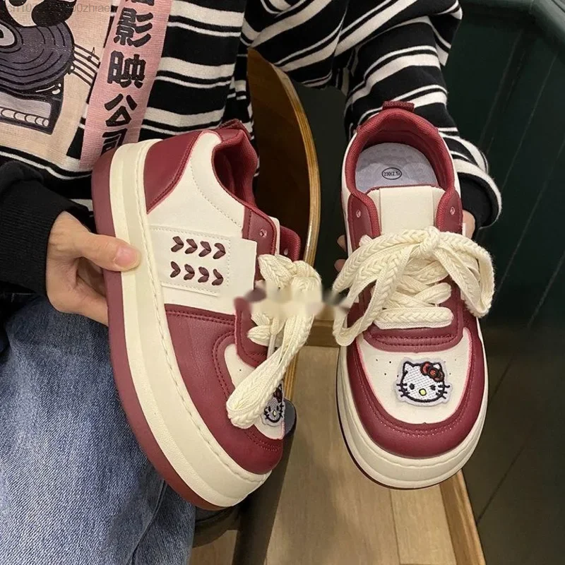 Sanrio Hello Kitty Casual Sneaker Women Christmas Fashion Y2k Shoes Autumn Campus Thick Sole Student Sport Comfortable Shoes