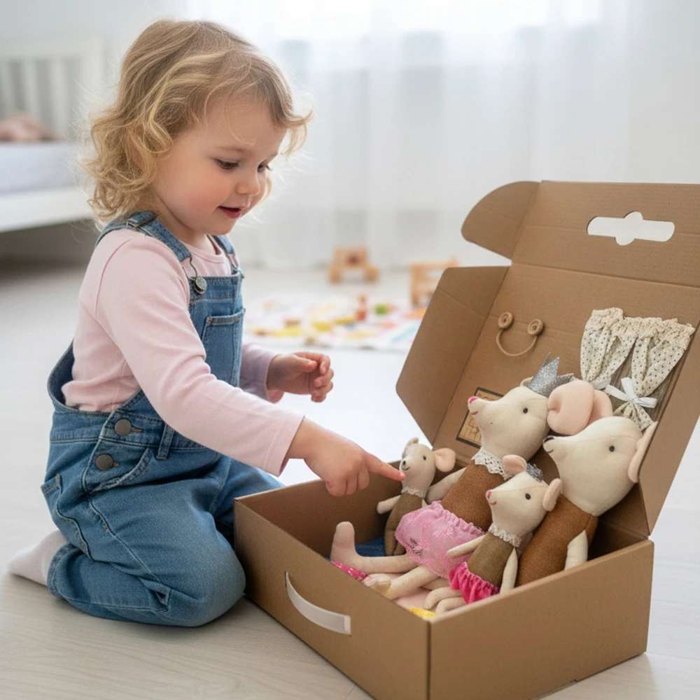 Cute stuffed animals mousefamily dollhouse mini plush toys christmas birthday gifts Little mouse Plush DIY dolls