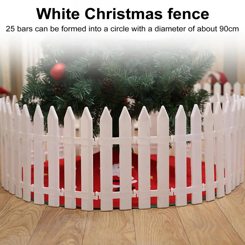 5/10/25 Pcs 30*10cm Christmas Fence White Picket Fence For Xmas Tree Easy Assembly Christmas Fence For Holiday Indoor Decoration