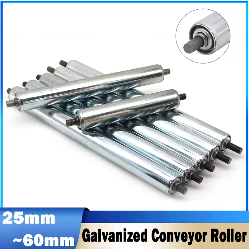 1Pcs 25/38/50/60mm Galvanized Gravity Roller Conveyor Length  200/300~500mm Transmission Replacement Part for Rollers Conveyor