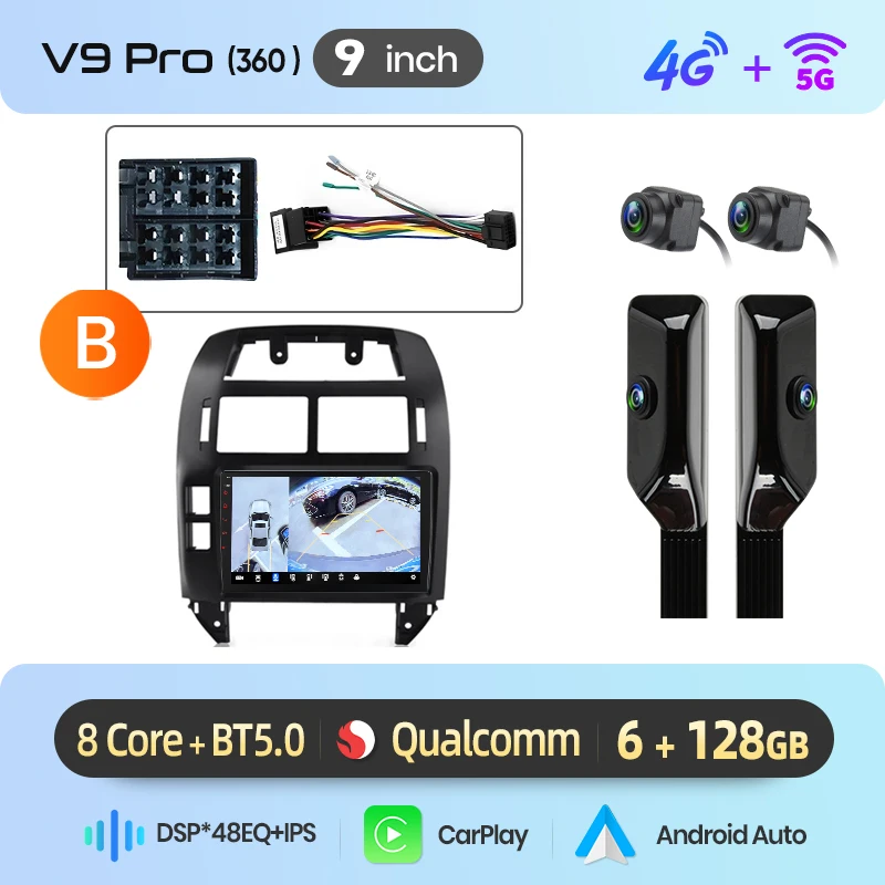 Junsun AI Voice Wireless CarPlay Android Auto Radio voor Volkswagen Polo Mk4 IV 2001-2011 Auto Multimedia Speler BT FM GPS Navigatie 2din DSP Head Unit autoradio