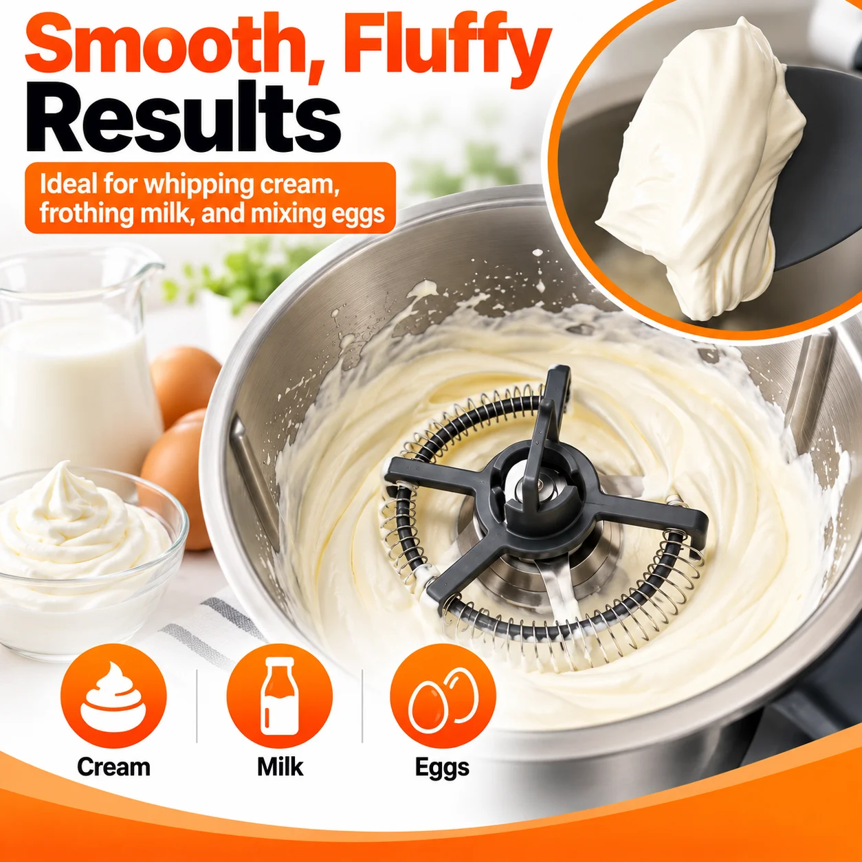 Universal Whisk Attachment Compatible with Thermomix TM7 TM6 TM5 TM31, Cream Egg Milk Whipper Mixer Accessory
