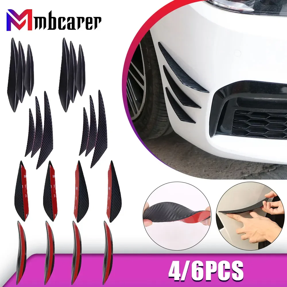 4/6pcs Car Front Bumper Lip Decoration Diffuser Shunt Fin Body Spoiler Canard Universal Auto Modified Canard Exterior Parts