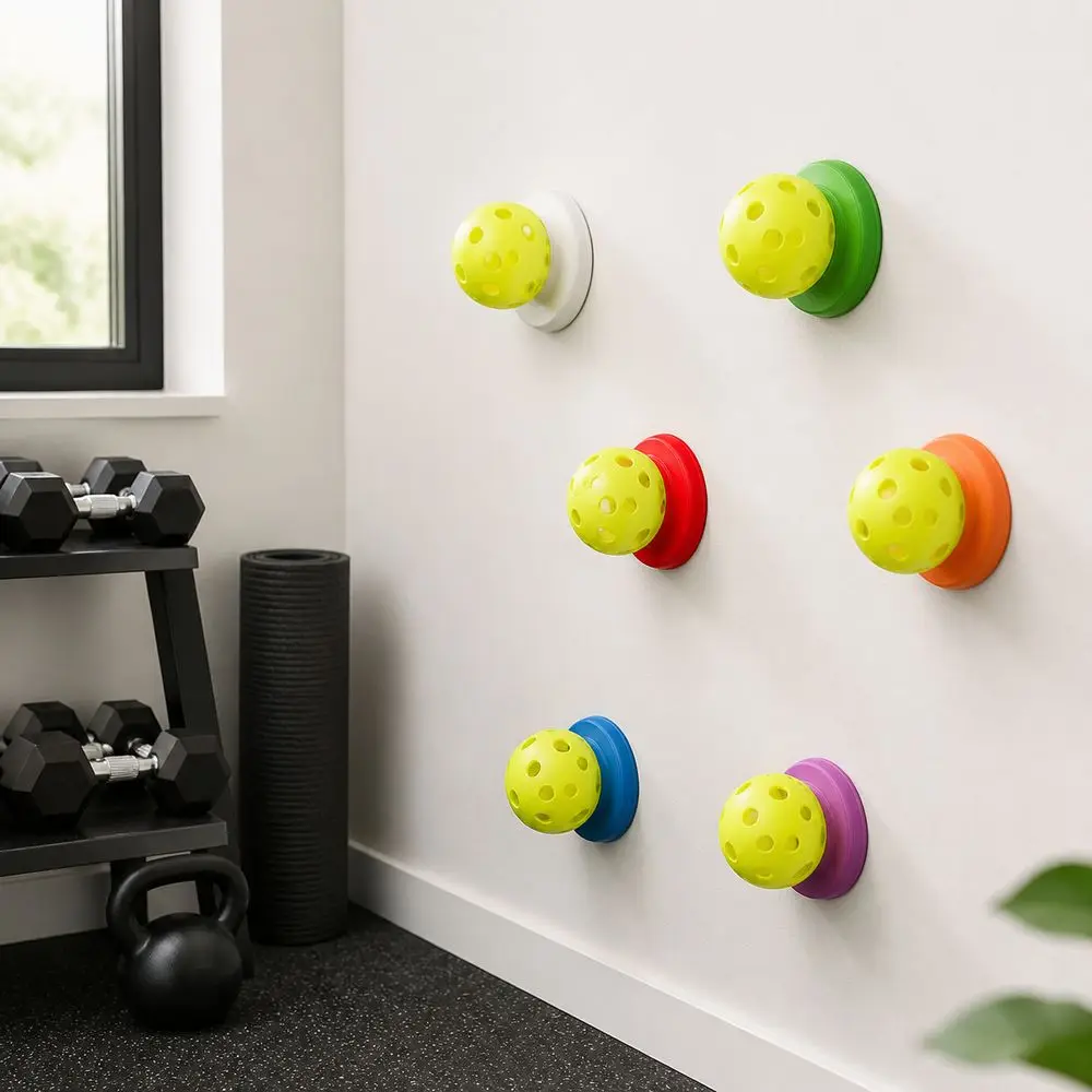 Wall Mounted Pickleball Ball Wall Rack 26/40/48 Holes Self-adhesive Pickleball Display Holder Stable Decorative