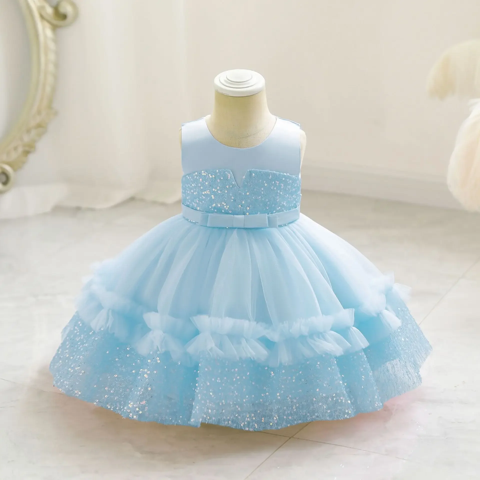 New Baby Girl Princess Dress Sequined Newborn Dresses For Toddler Infant 1 Year Birthday Party Clothes Christening Gown 9M-4Y