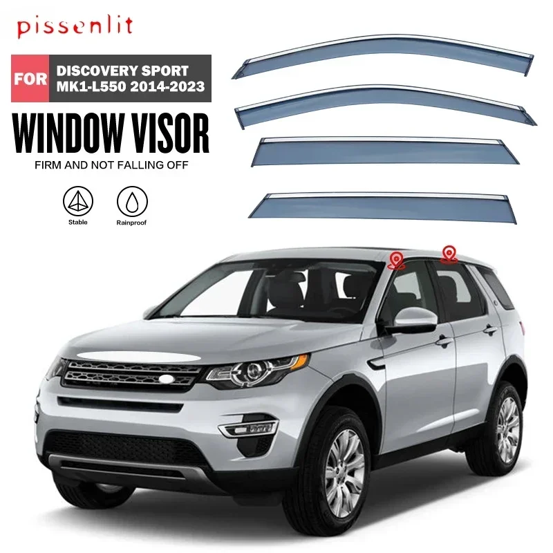 For Land Rover DISCOVERY SPORT Weathershie Accessories Bright Strip Visors Rain Guard Door Visor Vent Shades Ventvisor Awnings