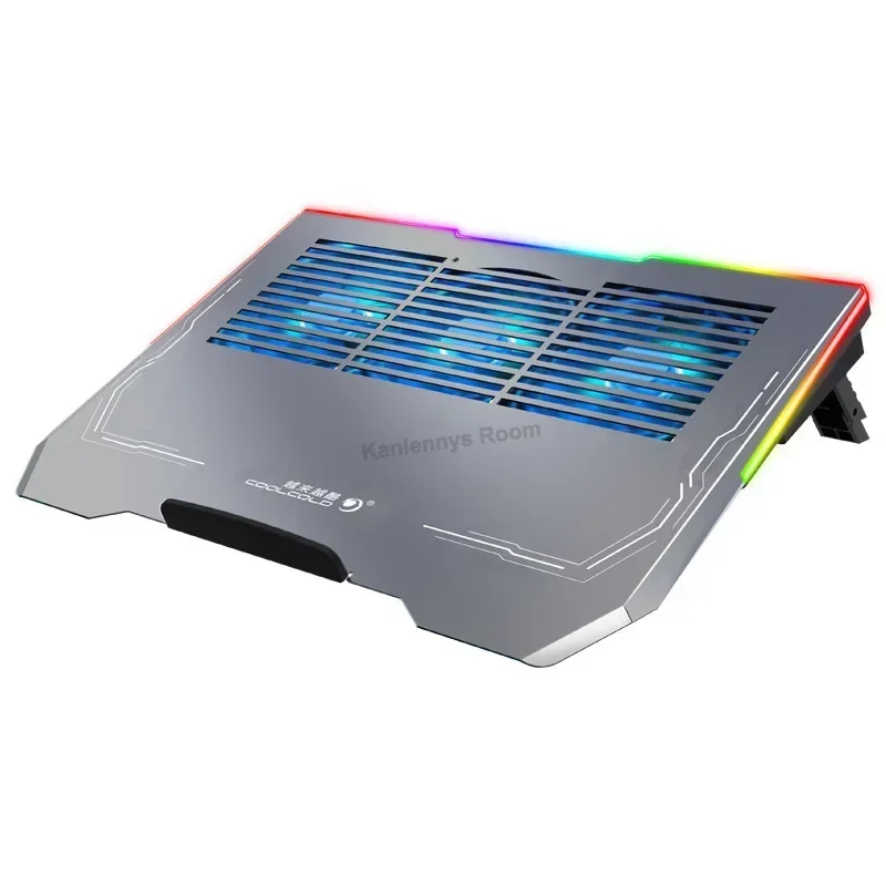 Gaming Laptop Cooling Pad 3 Fans Notebook Cooler With RGB Light Portable Height Adjustable Notebook Stand for 12-18'' Computer