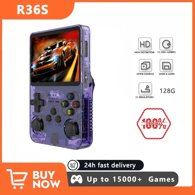 

R36S Retro Handheld Video Game Console Linux System 3.5 Inch IPS Screen Portable Pocket Video Player 128G Games Open Source
