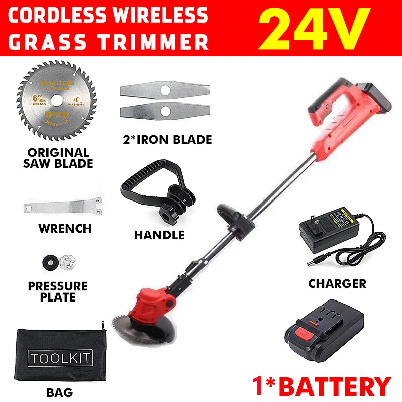 High Power Rechargeable Lithium Cordless Electric Grass Trimmer Garden Pruning Tools Factory Lawn Mower Portable Grass Cutter view 4