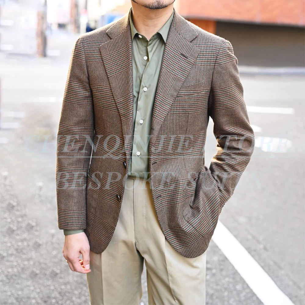 

Luxury Men's Suits Fashion Houndstooth Single Breasted Notch Lapel 2 Piece Jacket Pants Elegant Party Outfits Costume Homme