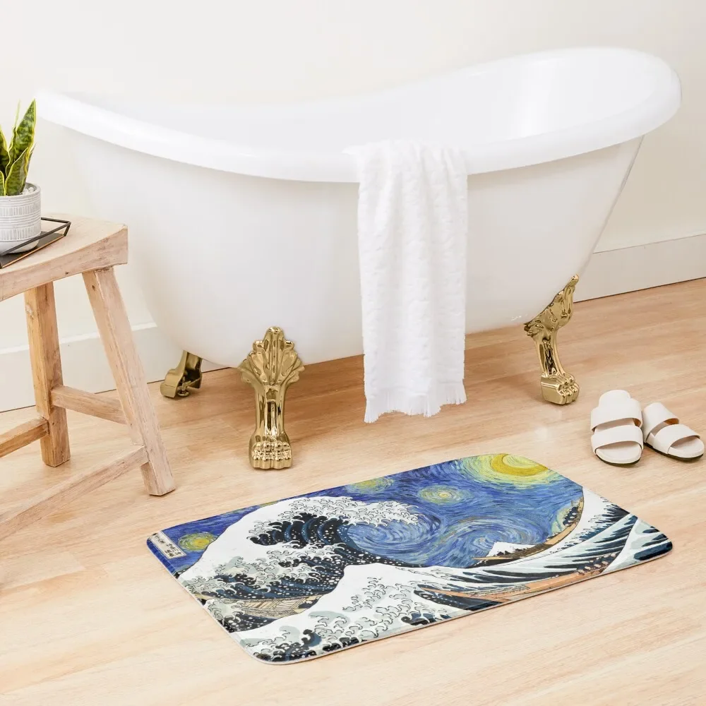 Iconic Starry Night Wave of Kanagawa Bath Mat Bathtub Carpet Accessories For Shower And Services Bedroom Carpet Mat