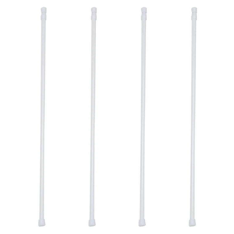 ABFT-4X Spring Loaded Extendable Telescopic Net Voile Tension Curtain Rail Pole Rod Rods White 70-120Cm