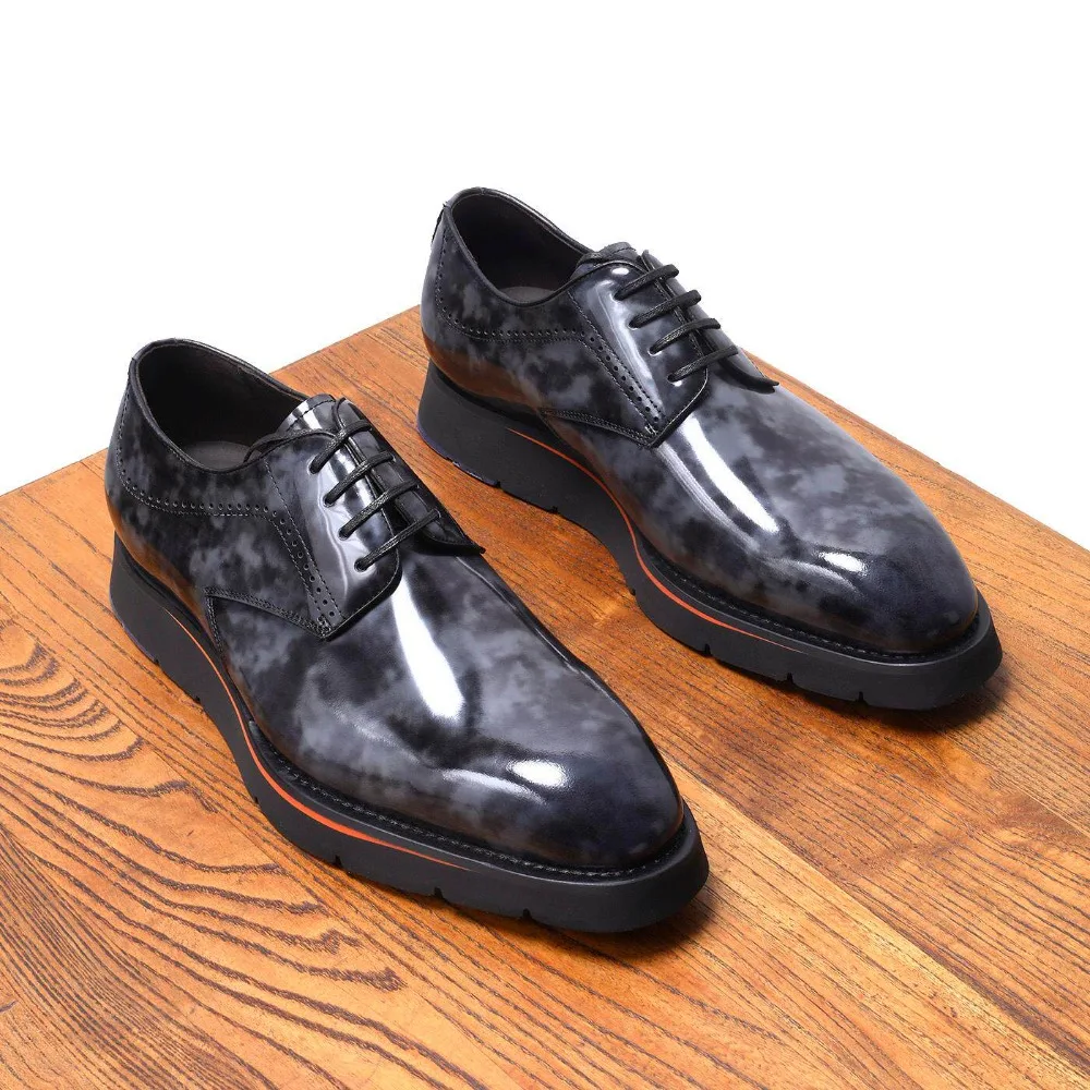 2026 New Arrival Men Genuine Calfskin Leather Shoes Glossy British Style Business Casual Formal Wedding Shoes