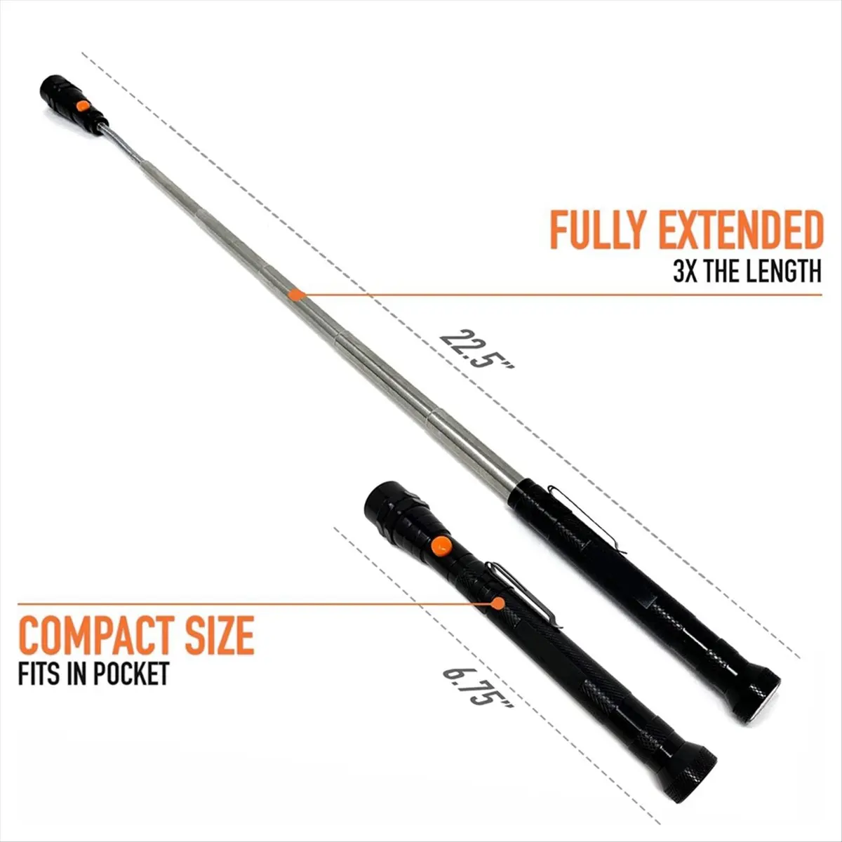 FTGT-Magnetic Pickup Tool for Men - Telescopic Magnet with LED Flashlight and 22Inch Telescopic Neck - Tool Gift for Dad