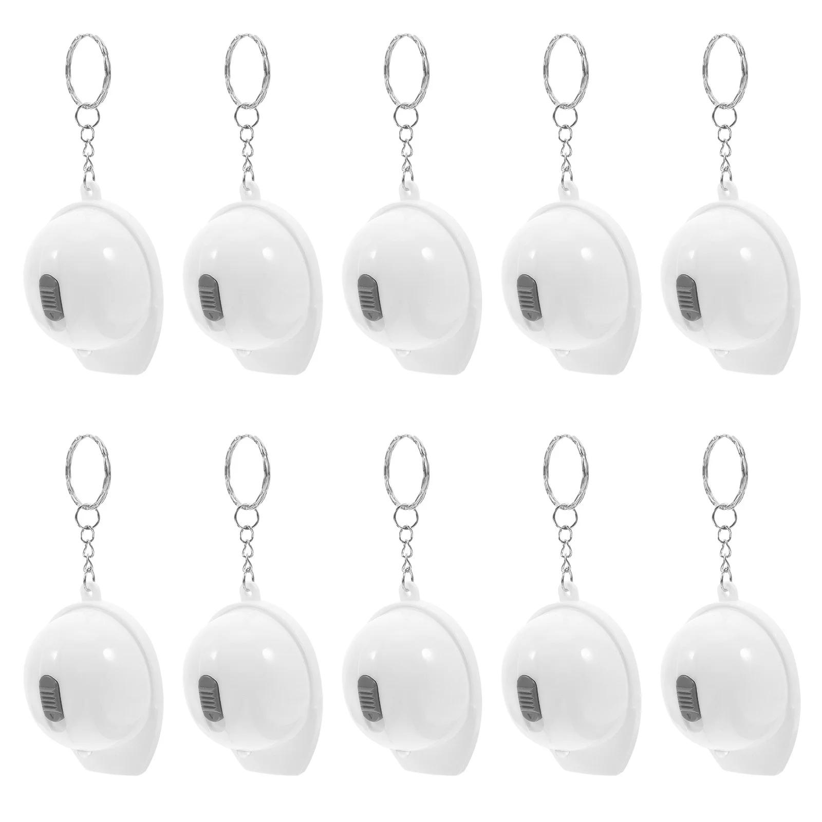10pcs 미니 손전등 키 체인 흰색 작은 크기 휴대용 LED 라이트 생일 파티 선물 건설 테마 키 링 핸디 도구