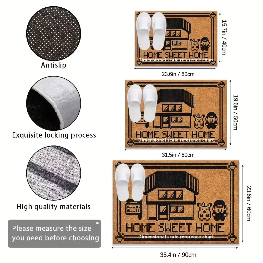 VIKAMA Home Sweet Home Anime Door Mat for Gamers Anime Doormat for Covered Outdoor Welcome Mat For Home Entrance Decoration