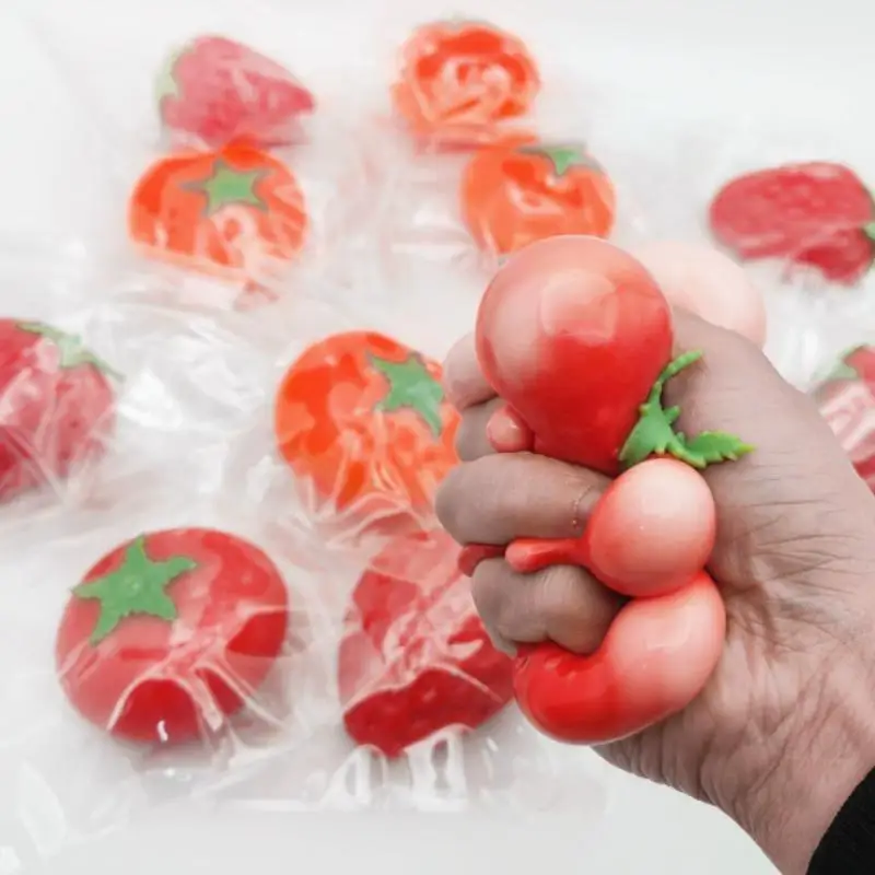 Strawberry Tomato Stress Ball Creative Stress Relief Toy Soft Realistic Fruit Shape Slow Rebound Antistress Toy