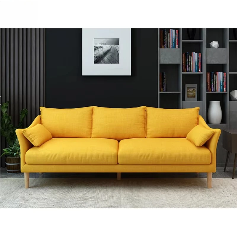 Three lounge chairs with a five-color wooden frame for the office and living room, with two cushions - suitable for hotels