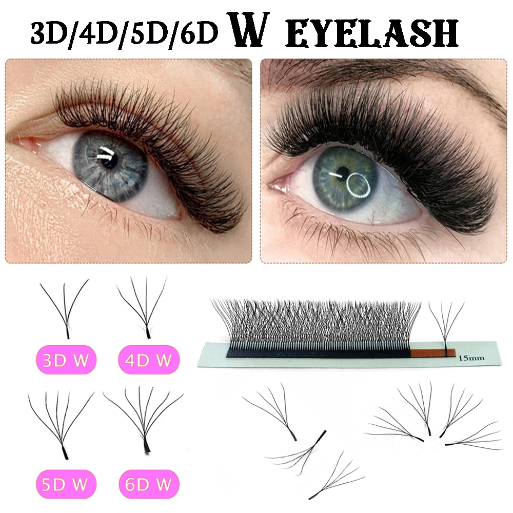 4D W Eyelash Extension 5D 3D Russia Volume W Lash Fluffy Premade Fans Clover Mink Faux Cil Lashes Dolly Hybrid Eyelash 3D Cilios