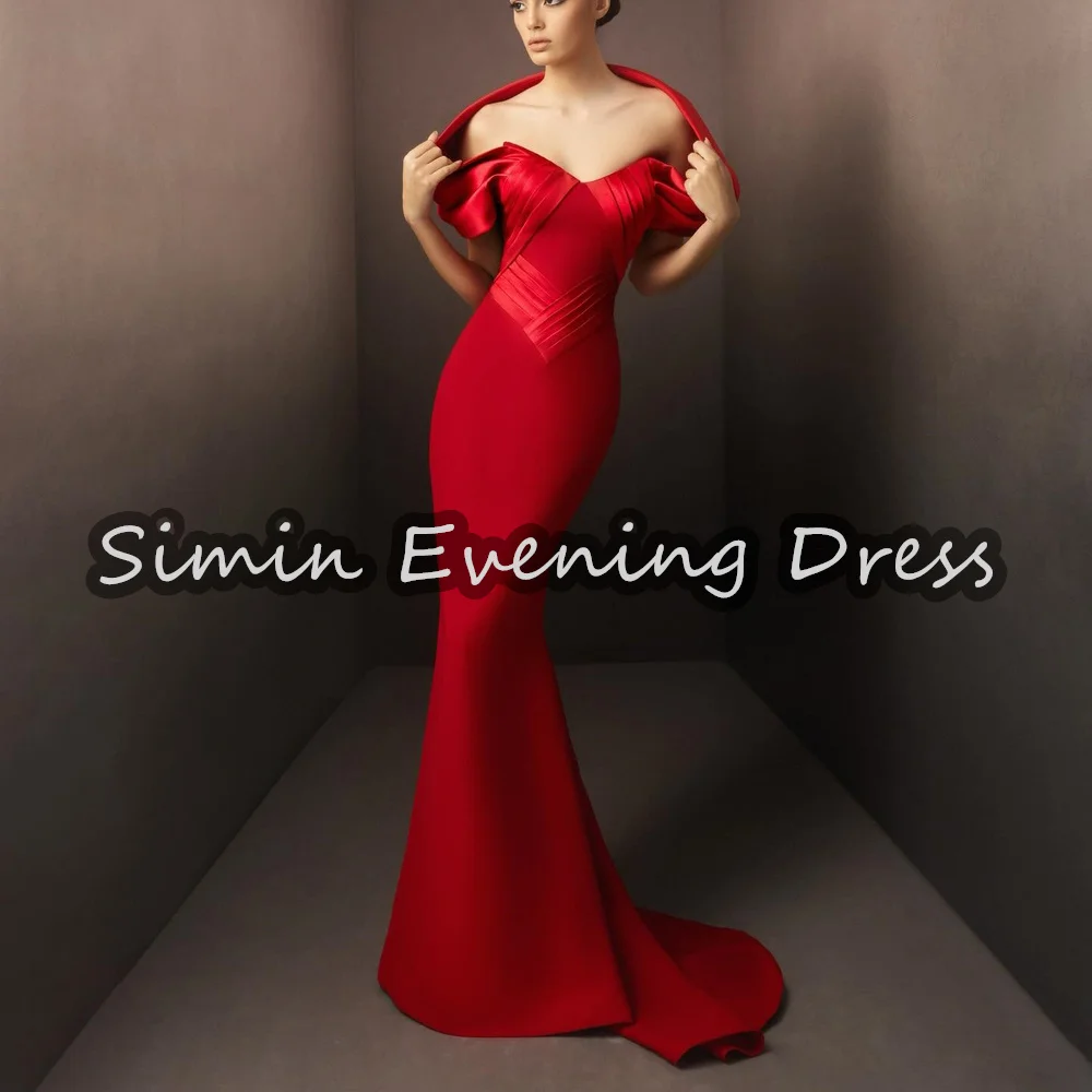 

Simin Crepe Mermaid Sweetheart Neckline Simple Evening Dresses For Women 2025 With Pleats Off The Shoulder Long Party Dress