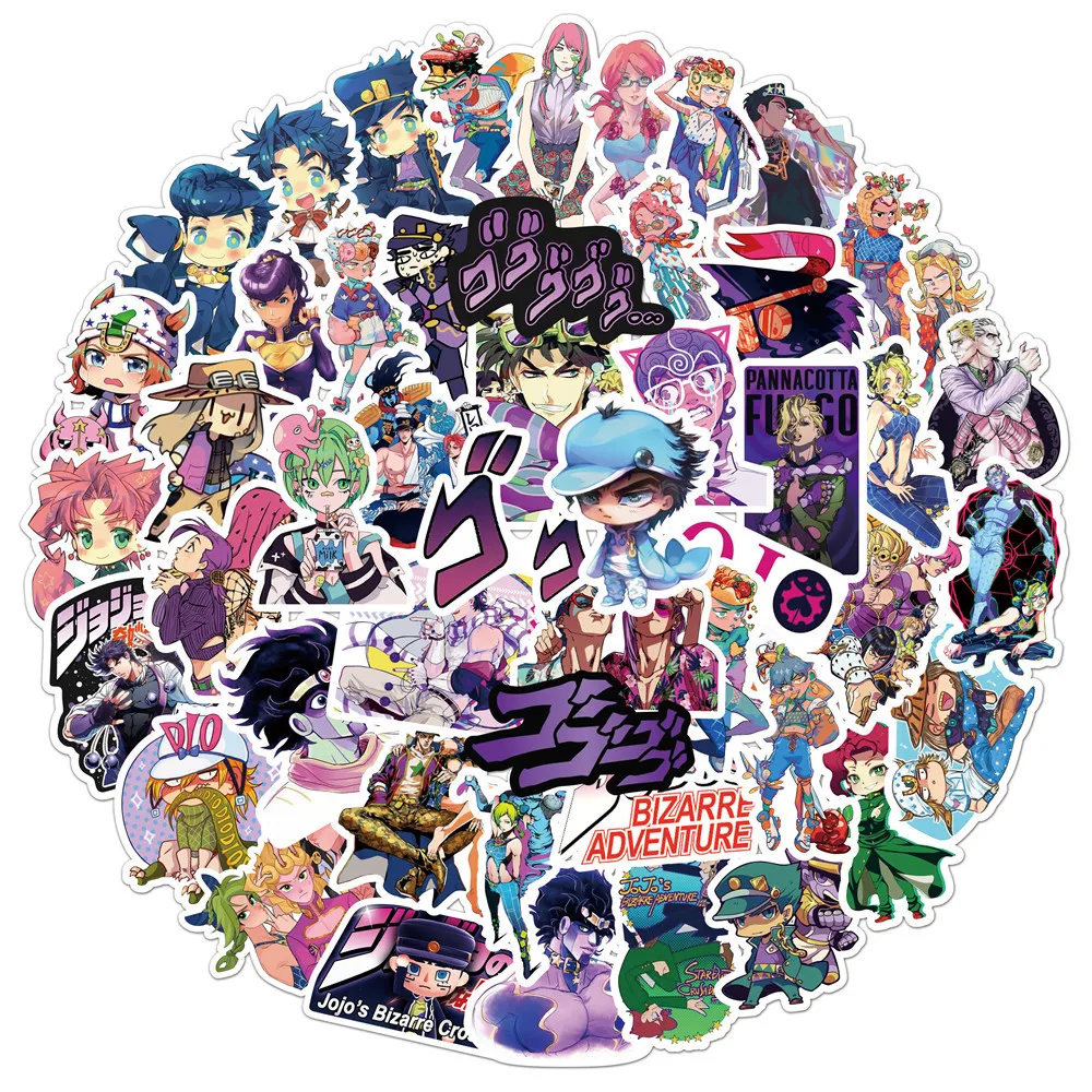 50Pcs Hot Blooded Animation JOJO Series Graffiti Stickers Suitable for Laptop Helmets Desktop Decoration DIY Stickers Toys