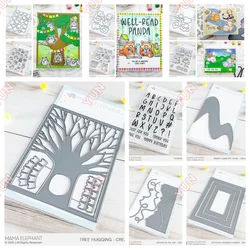 2025 New Mama Elephant Stamp Racoon Windy Landscape Road Tree Hugging Stitched Border Frames Creative Cuts Dies DIY Scrapbooking