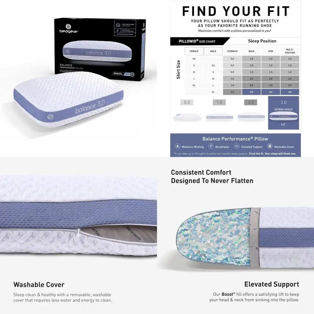 

Balanced Performance Pillow 3.0 - Moisture-Wicking Pillow for All Sleep Positions - Medium Firmness Pillow
