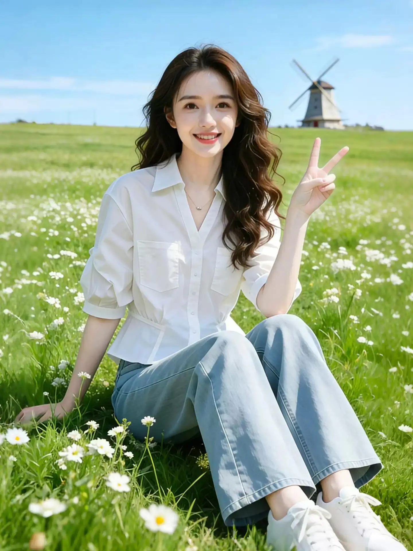 

Elegant Mid-Sleeve White Shirt for Women Fashionable Versatile Spring Summer Design Sense Charming Top for Ladies