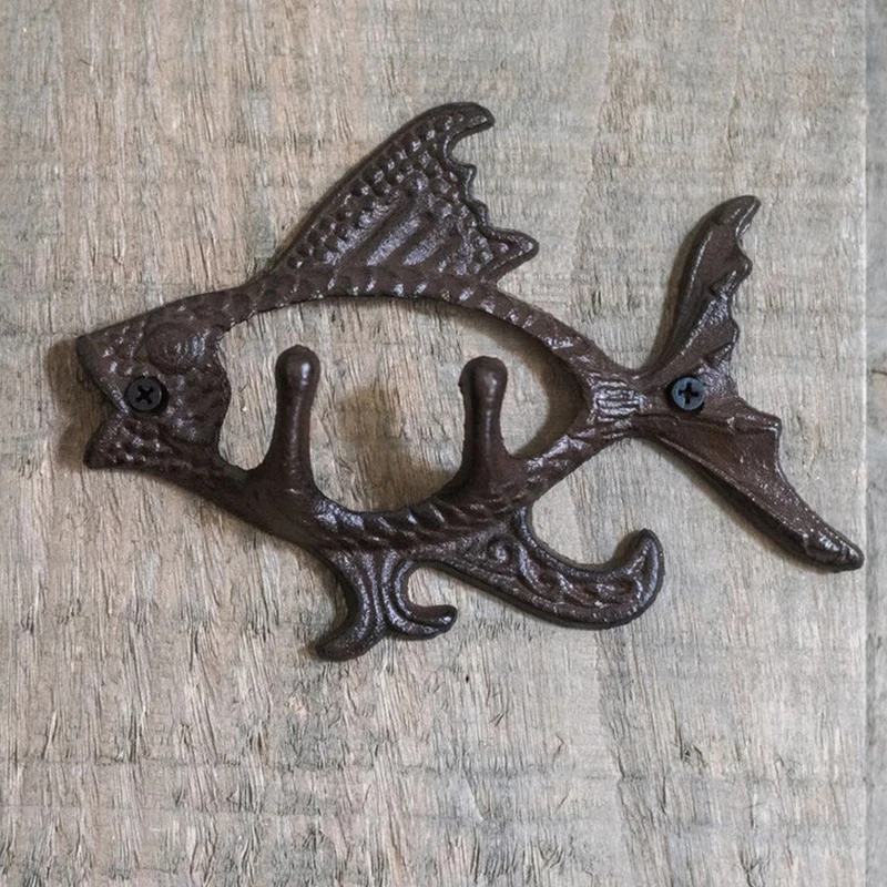 Home Decor Hooks Metal Wall Hooks Flying Fish Shape Key Hanger Pastoral Vintage Coat Rack Clothes Hook Home Decoration