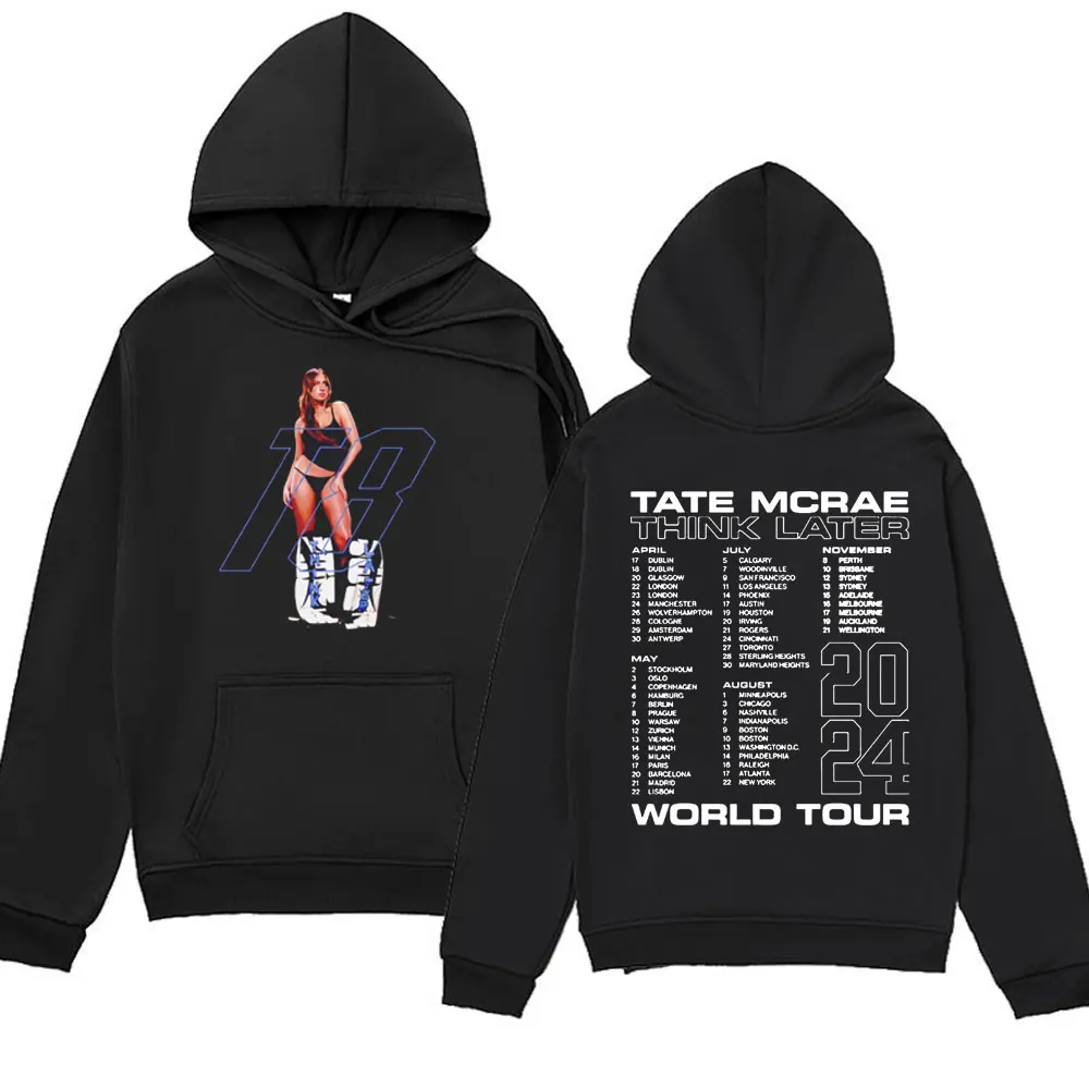 

Rapper Tate Mcrae The Think Later World Tour 2024 Graphic hoodie Men women Hip Hop Fashion Hooded sweatshirts Oversized pullover