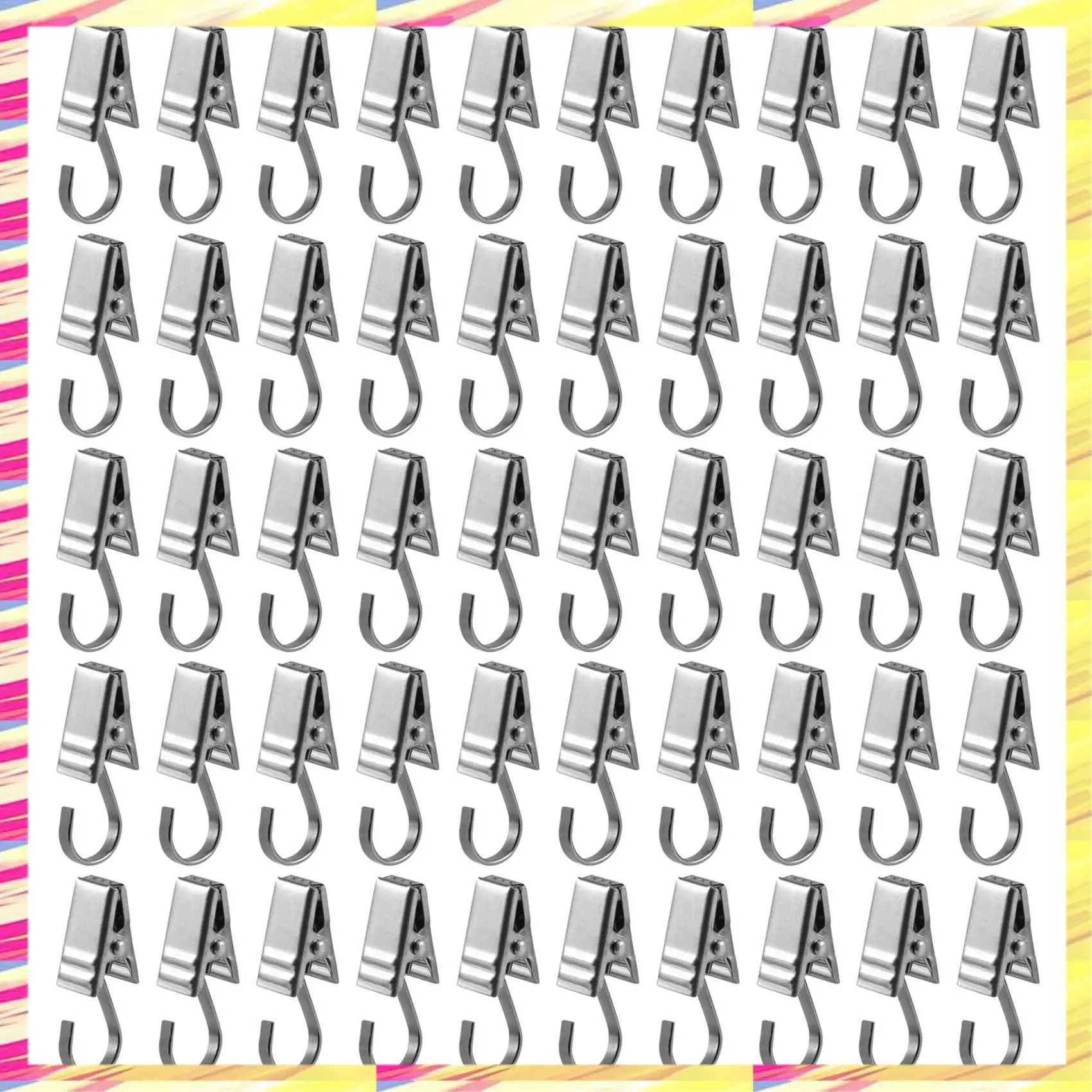 ABJJ 50PCS Stainless Steel Clips Hooks Clip Rings Metal Curtain Clips For Photos, DIY Crafts