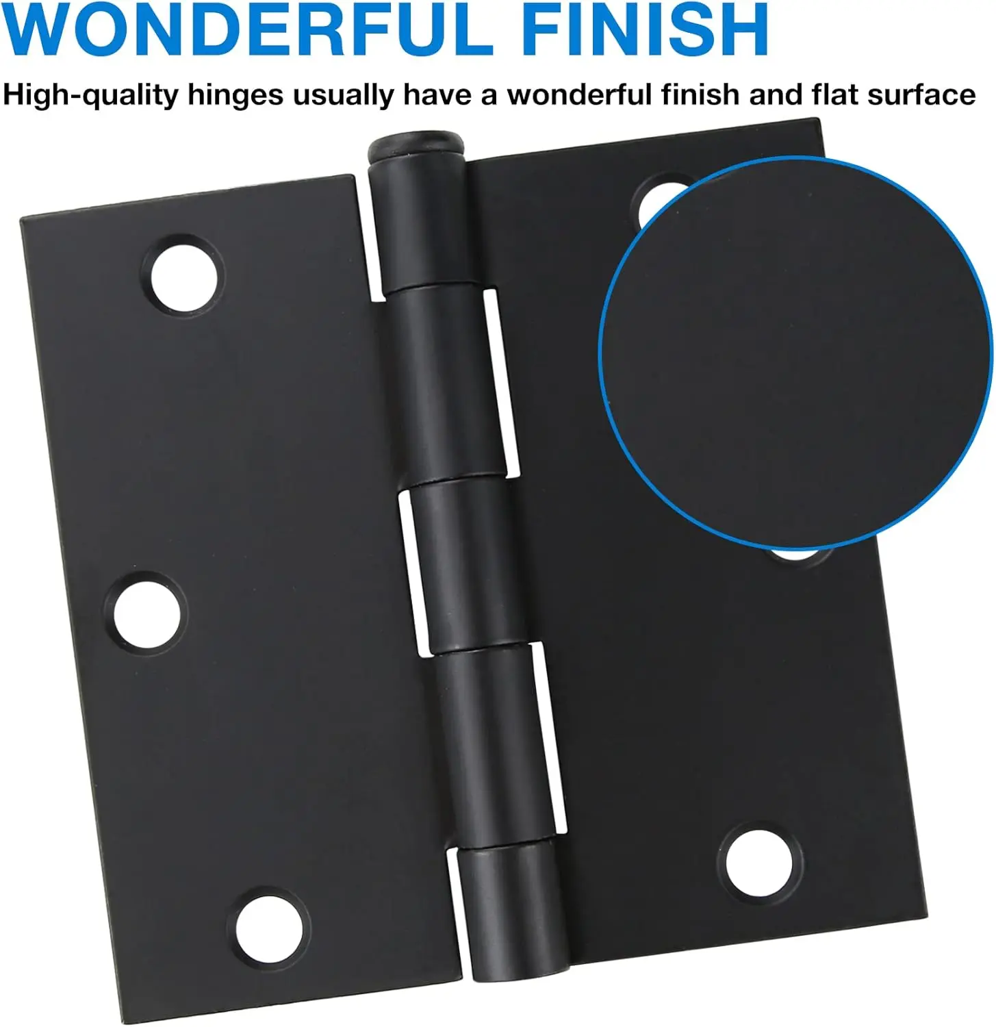 Basic Interior Door Hinges, Matte Black, 3.5-Inch X 3.5-Inch Square, Suitable for Bedrooms, Schools, Apartments, Offices